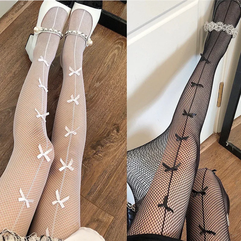 White Hollow Out Transparent Slim Fishnet Pantyhoses Party Club Black Women Tights Sexy Mesh Stockings Pantyhose 2023 New Summer