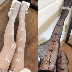 White Hollow Out Transparent Slim Fishnet Pantyhoses Party Club Black Women Tights Sexy Mesh Stockings Pantyhose 2025 New Summer