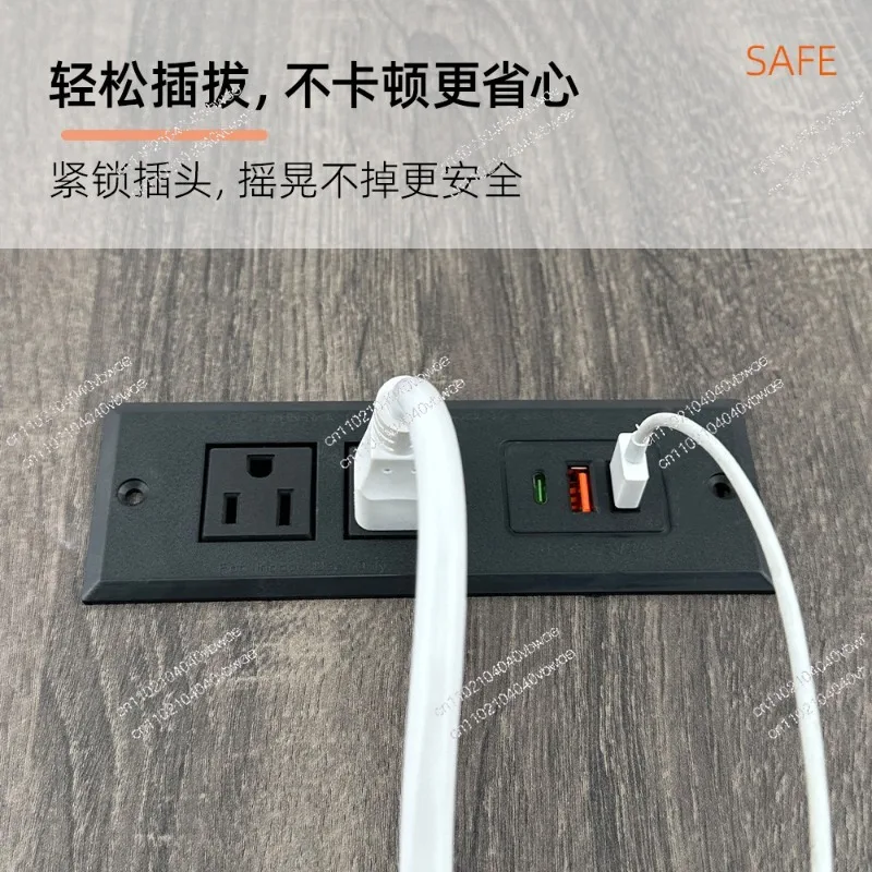 Desktop Embedded American Socket C Port, Countertop Furniture Workstation Embedded USB Concealed Socket