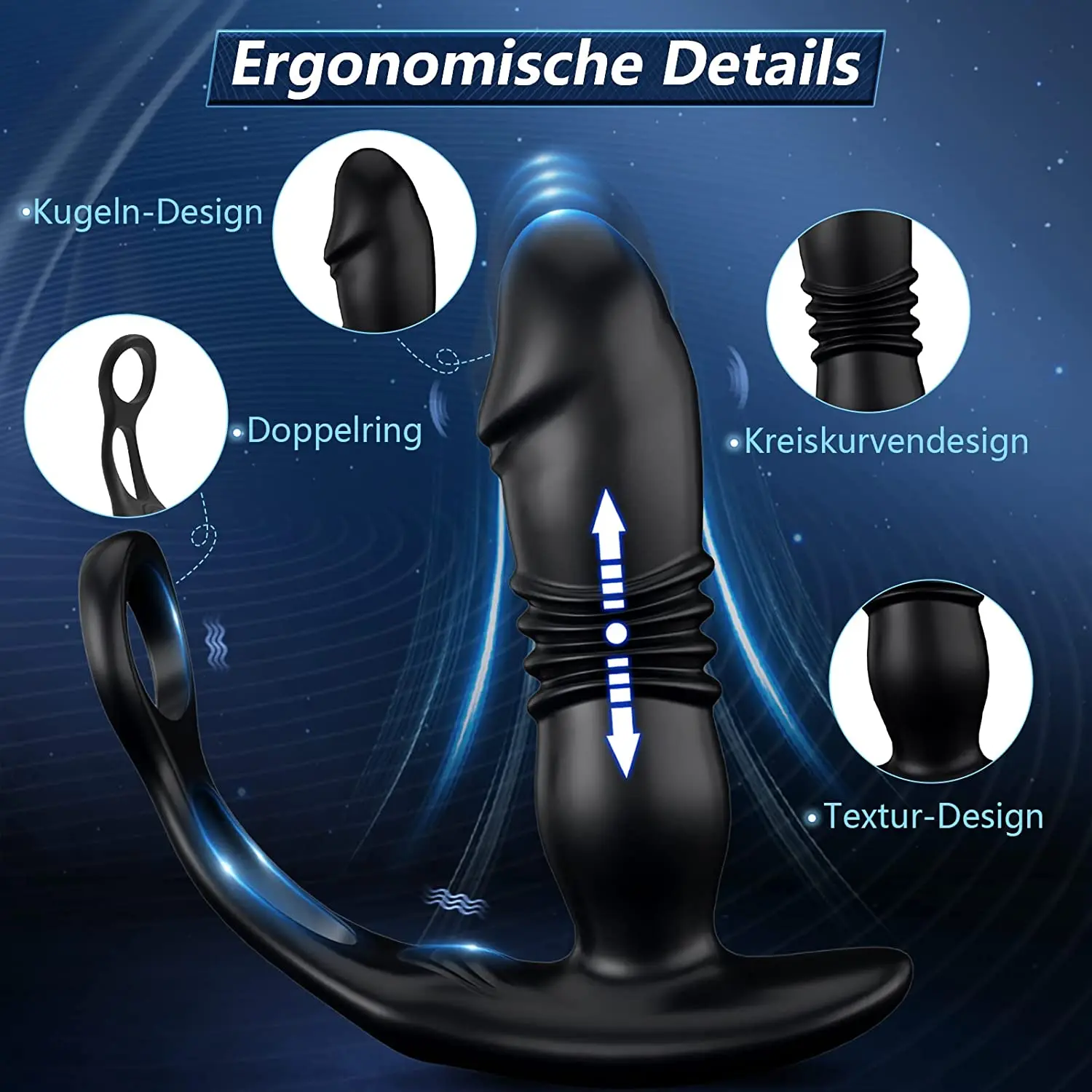 Vibromasseur de massage de la prostate pour homme, gode télescopique, plug anal anal, contrôle sans fil, anneau d'éjaculation, jouet pour homme