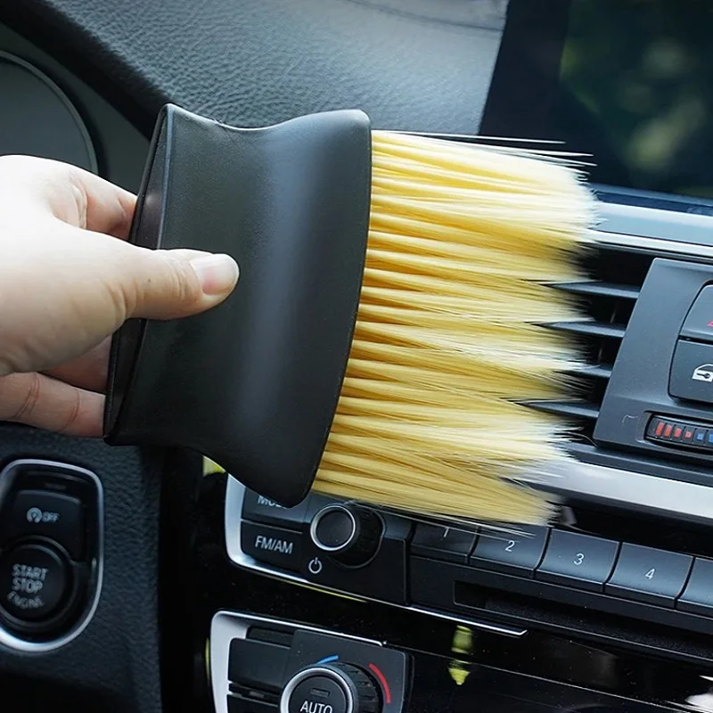 Cepillo de limpieza de ventilación de aire acondicionado de coche, limpieza de doble cabezal multifuncional, cepillo suave, obturador de teclado,