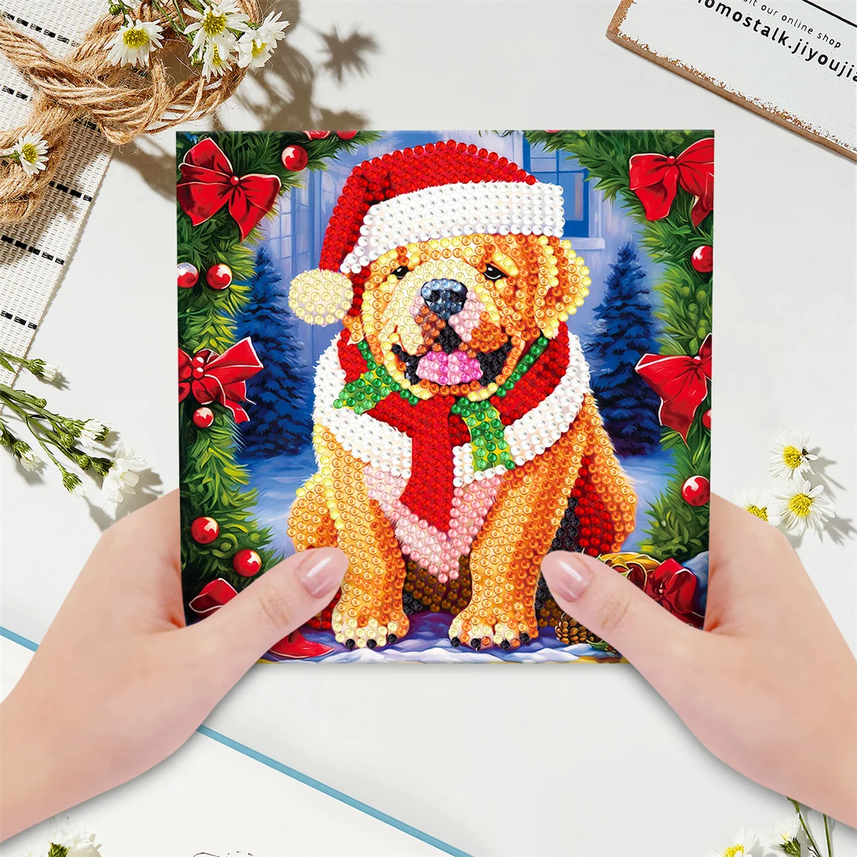 Biglietto di natale pittura diamante grazie biglietto di auguri fai da te diamante ricamo mosaico fatto a mano gatto cane biglietto di auguri regalo