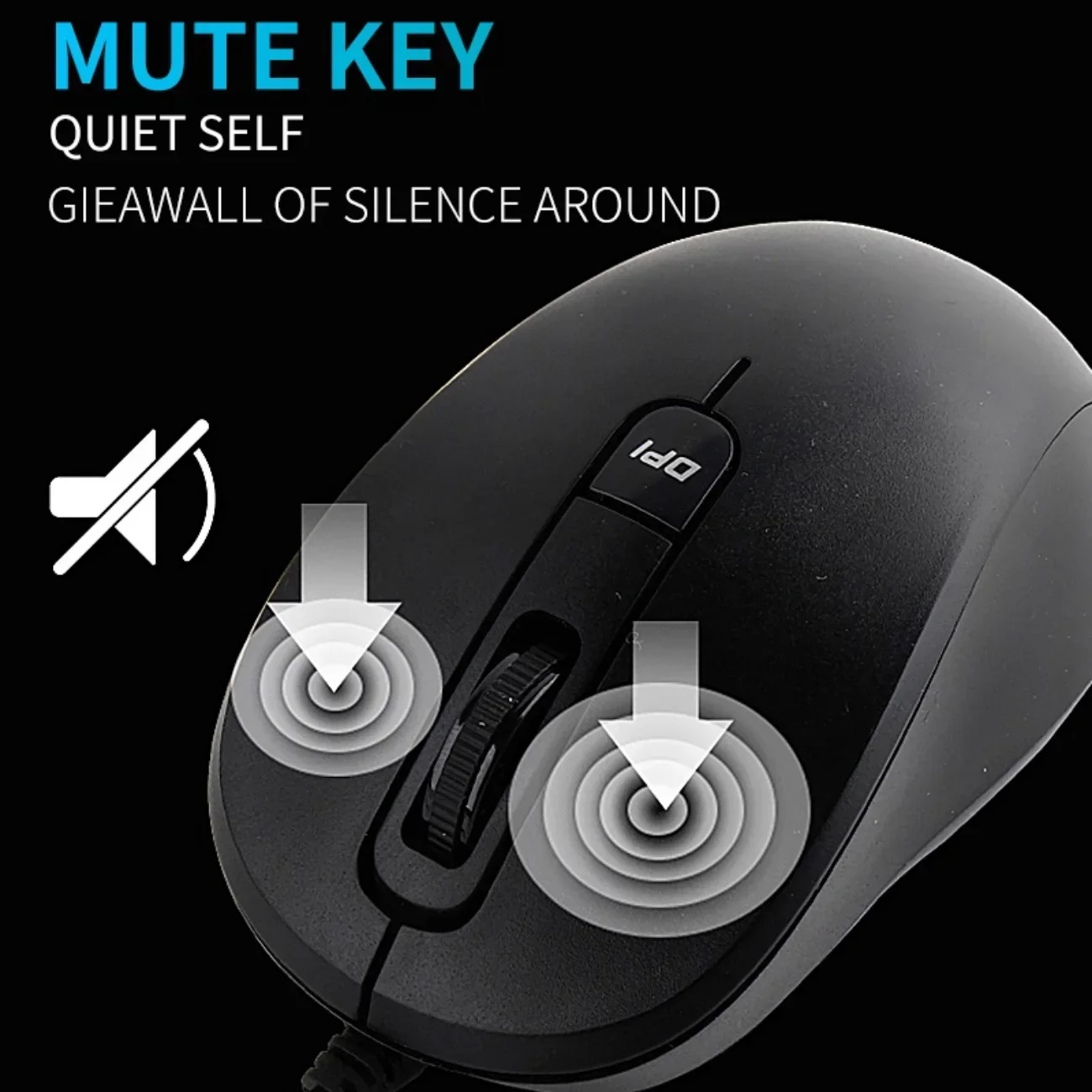 ASUS Wired Blue Ray Silent Mouse ambidestro 3200 DPI Mouse da gioco Office USB Plug and Play Laptop/PC/MAC/PHONE nero