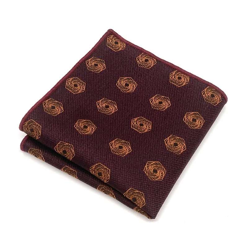 23cm Fashion Men's Pocket Square Luxury Polyester Dots Floral Red Handkerchief Formal Business Wedding Groom Shirt Accessories