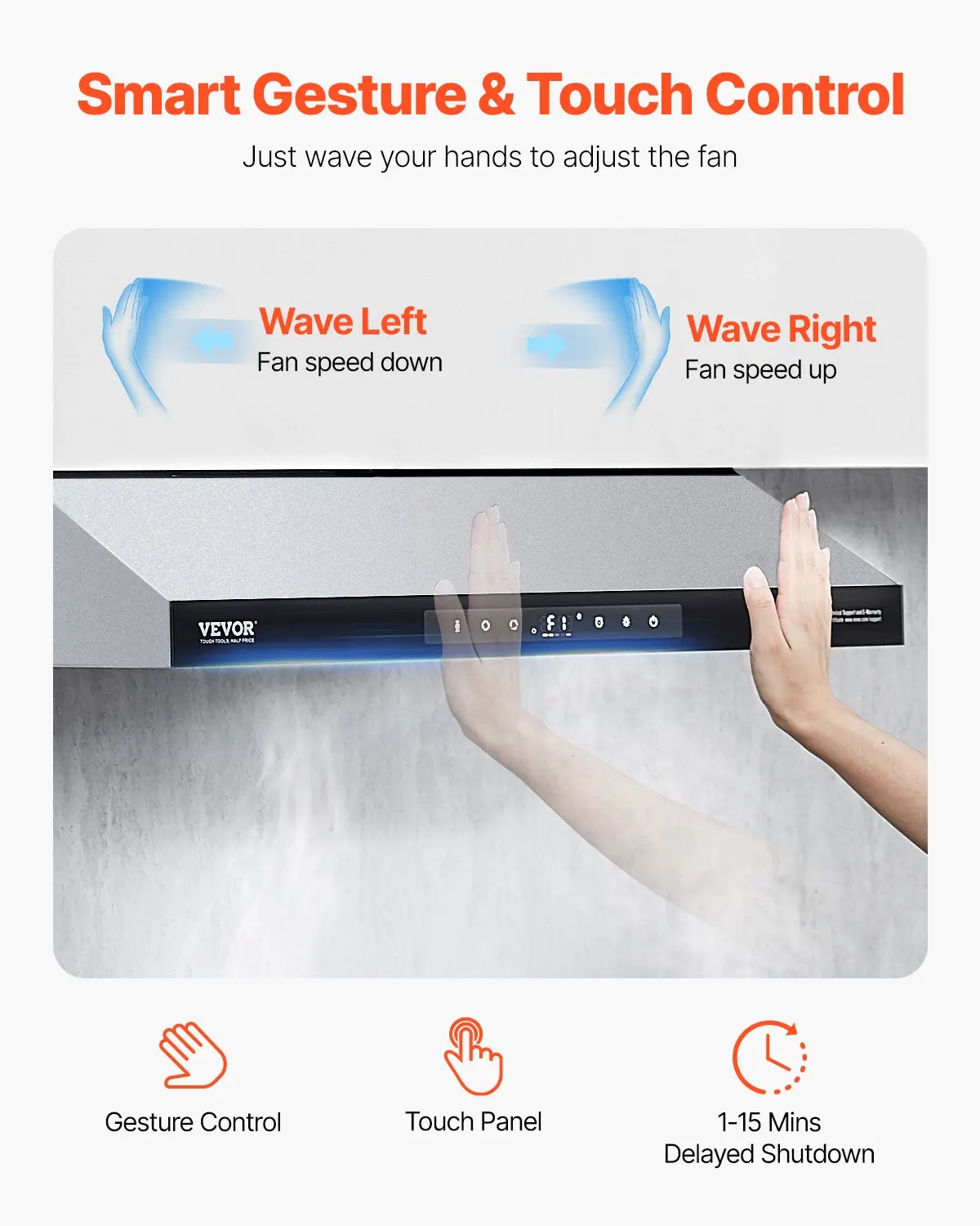 

30' Under Cabinet Range Hood Vent Hood 900CFM Gesture & Touch Control