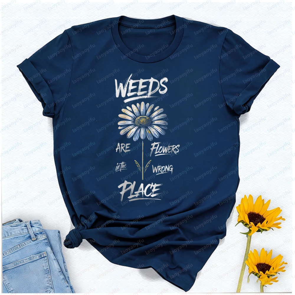 Daisy T-Shirt Floral Shirt Flowers Wild Flower Inspirational T-shirt Women Clothing Graphic T Shirts Shirts for Women Harajuku