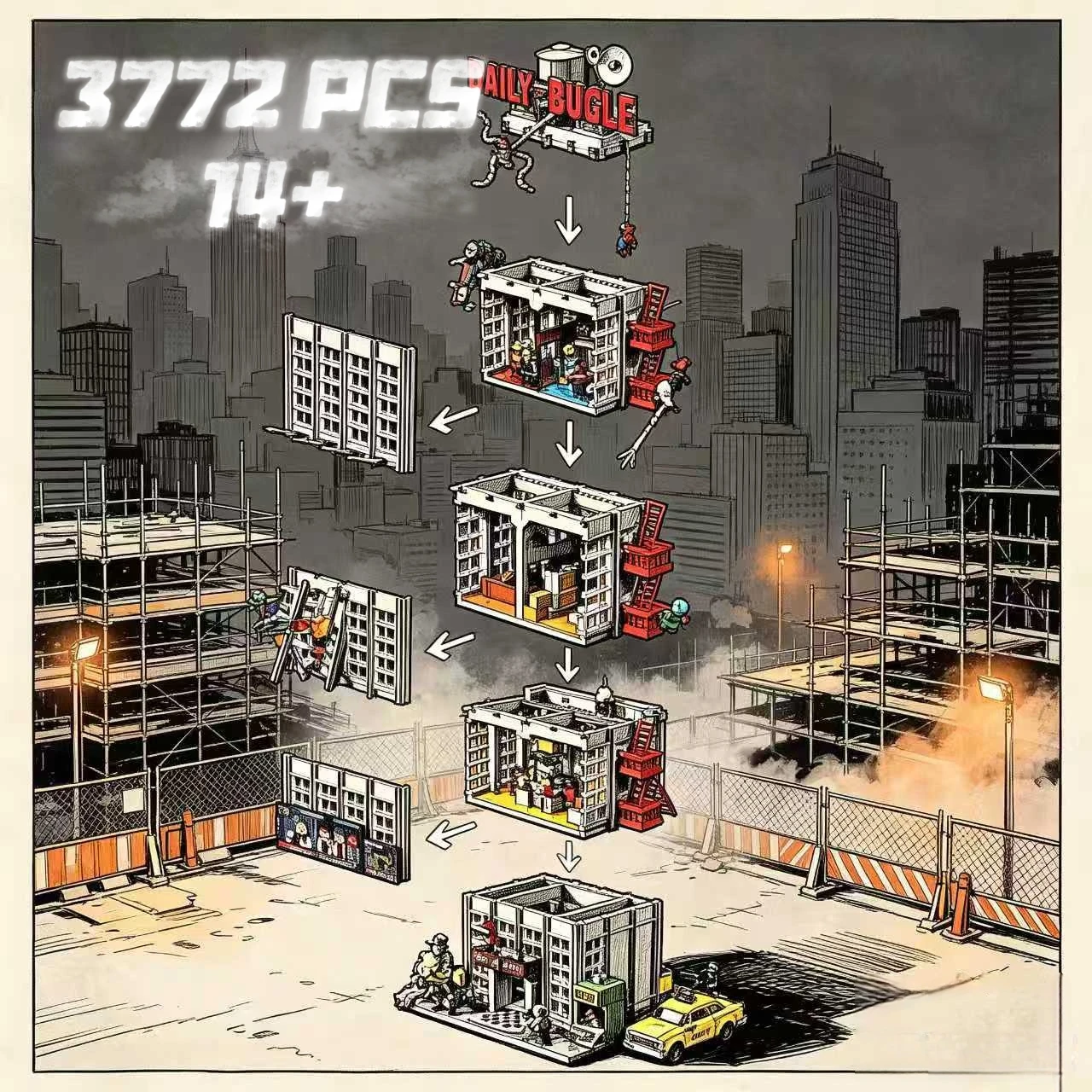 New Classic Movie Series 3772 Pieces Newspaper Office Building Modular Set – Birthday Toy/Gift/DIY Assembly Display Piece