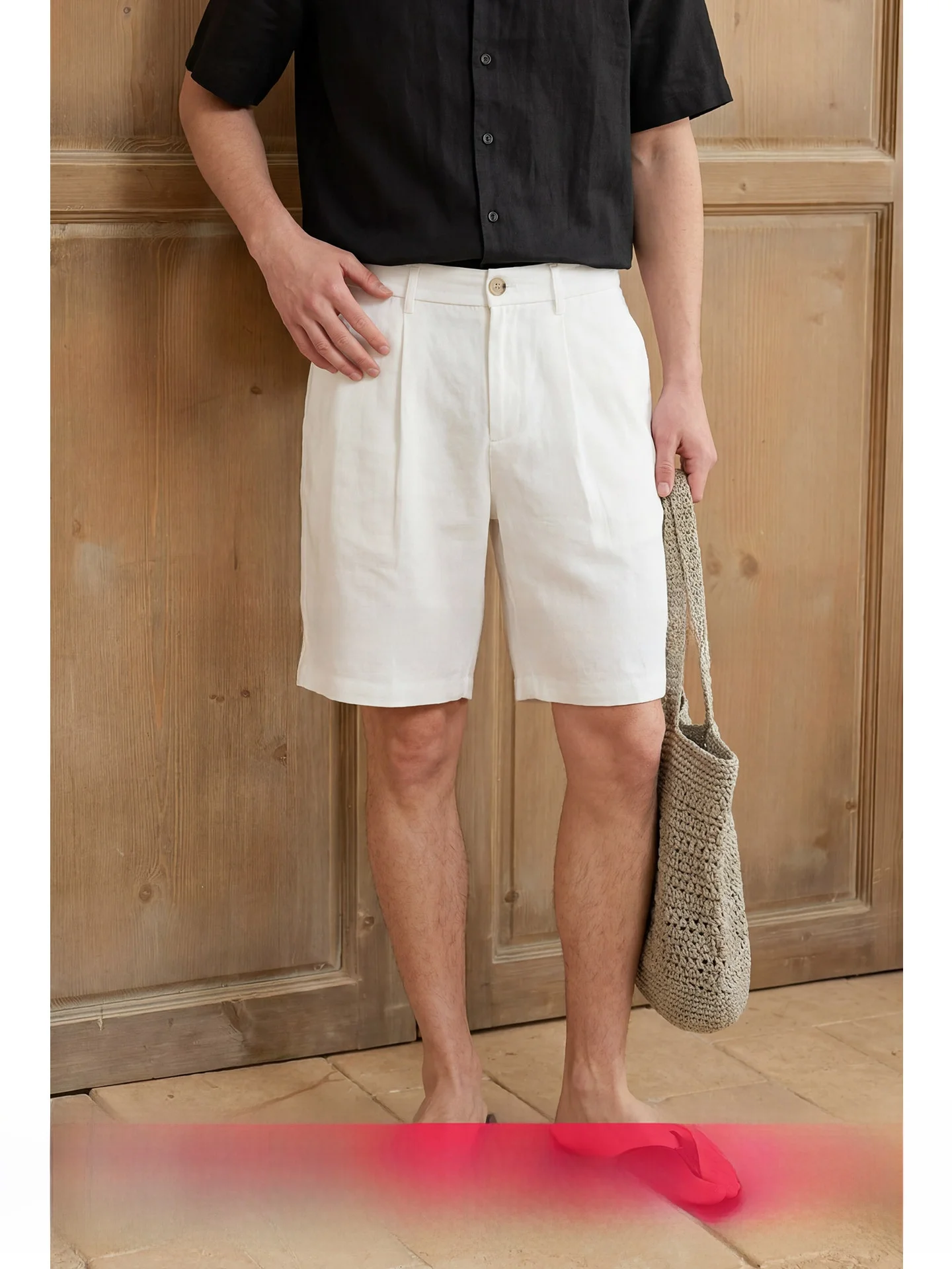 

Cooling Linen Men's Casual Five-Quarter Length Shorts Summer Fashionable City Commute Comfortable Elastic Waistband