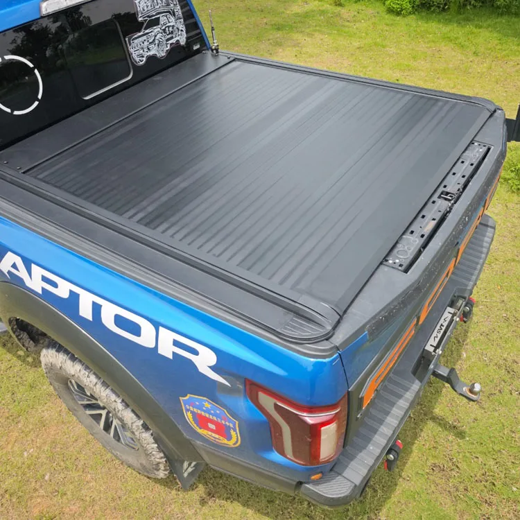KQX Electric Aluminum Alloy Pickup Truck Roller Tonneau Cover for Raptor,Retractable BedCover for Cargo Protection Weatherproof