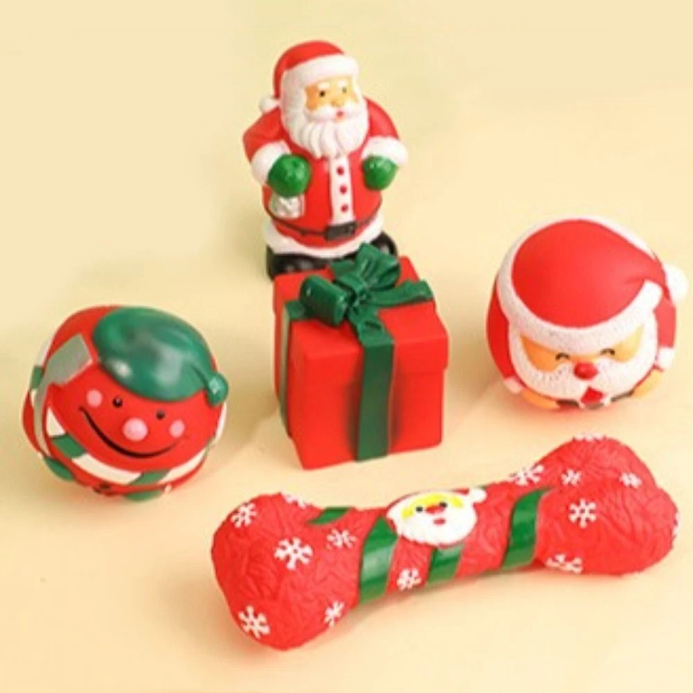 5Pcs Fun Christmas Theme Dog Toys Set Santa claus Chew Squeaky Puppy Voice Toys Bite Resistant Multiple Pet Chew Toy Interactive