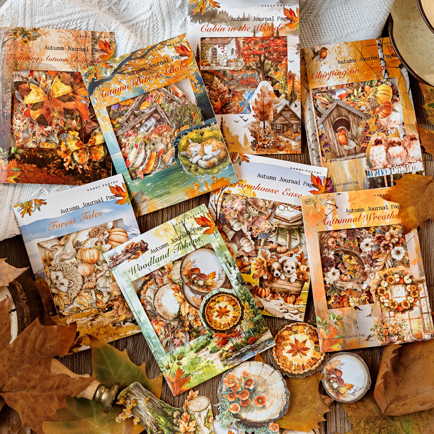 Atmospheric Autumn‑Themed Sticker Pack, Junk Journal Supplies, Decor for Journals, Photo Albums, Greeting Cards & Gift Wrapping
