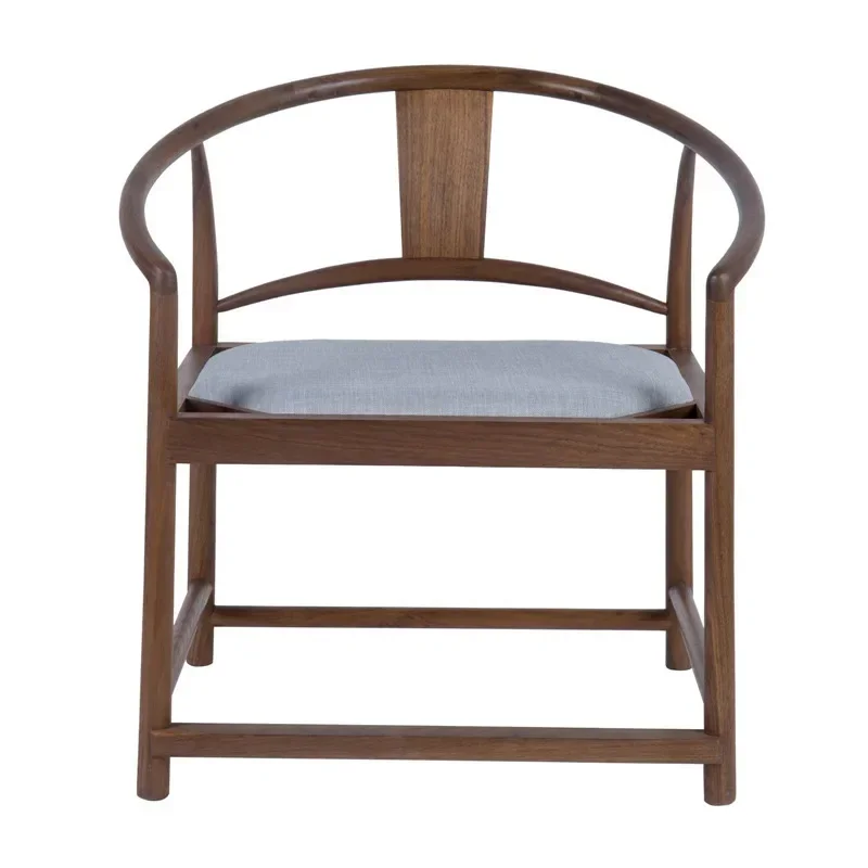 New Chinese black walnut red solid wood small circle chair, three-piece set of Taishi official hat chair