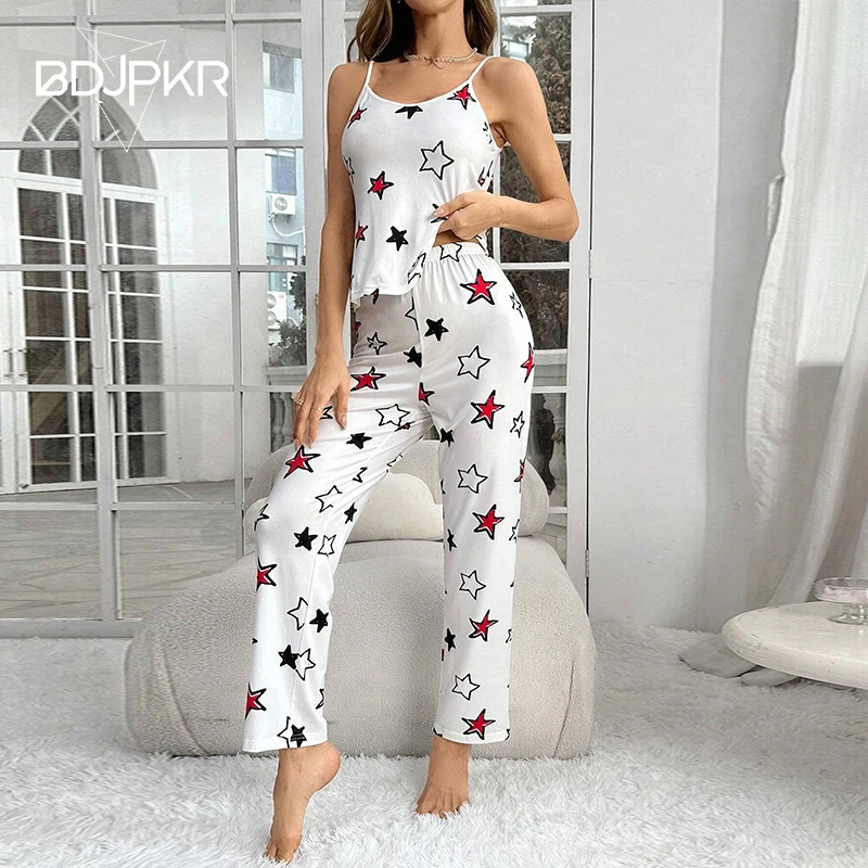 

New Suspender Pants Two-Piece Set Milk Silk Home Wear Casual Sexy Women's Outerwear, Comfortable Women's Clothing