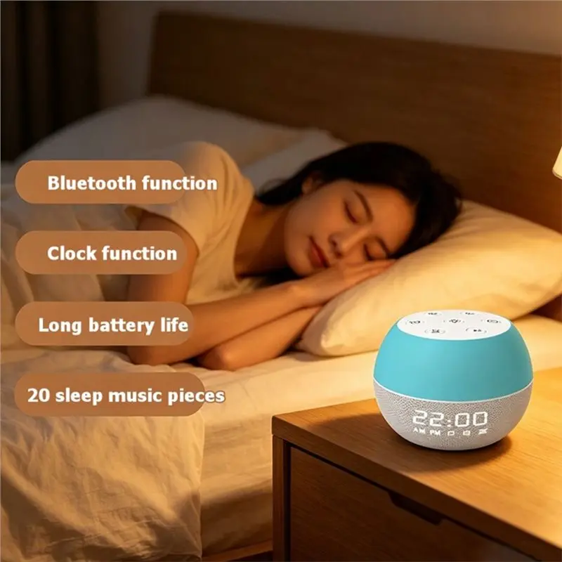 IDUD White Noise Sleep Device Bluetooth Speaker 20 Soothing Sound Effects Ambient Light Built-In Sunrise Alarm Clock