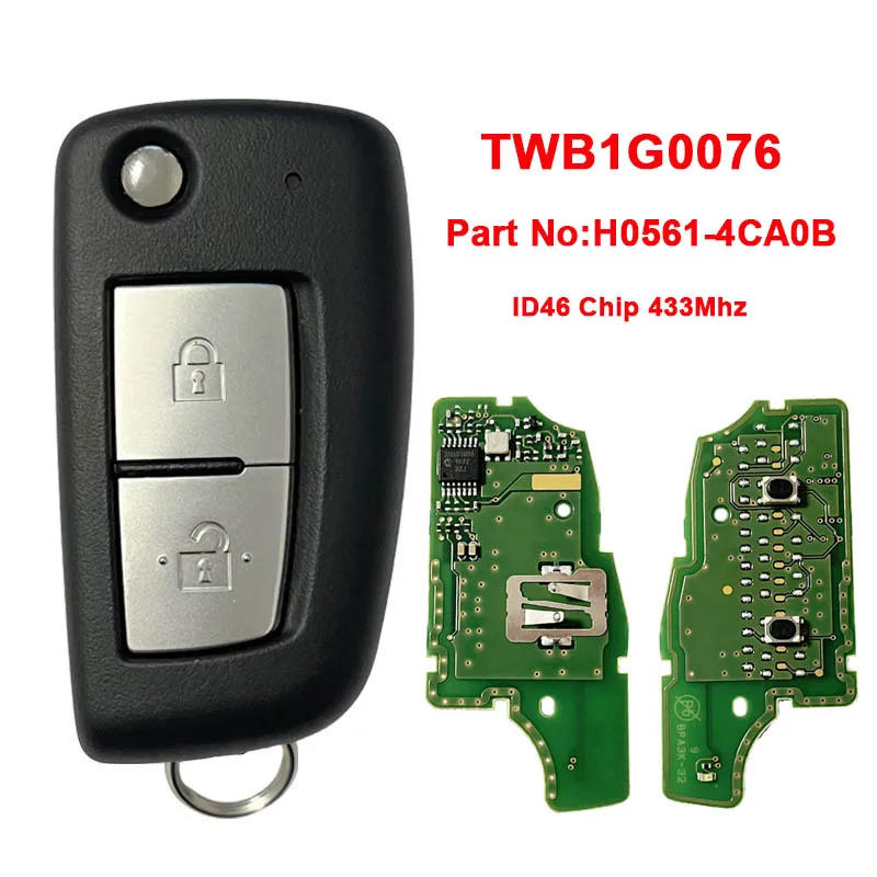 CN027030 Original Key 433 MHz FSK PCF7936 HITAG 2 ID46 Part No H0561-4CA0B TWB1G0076 For N-issan OEM Flip Key