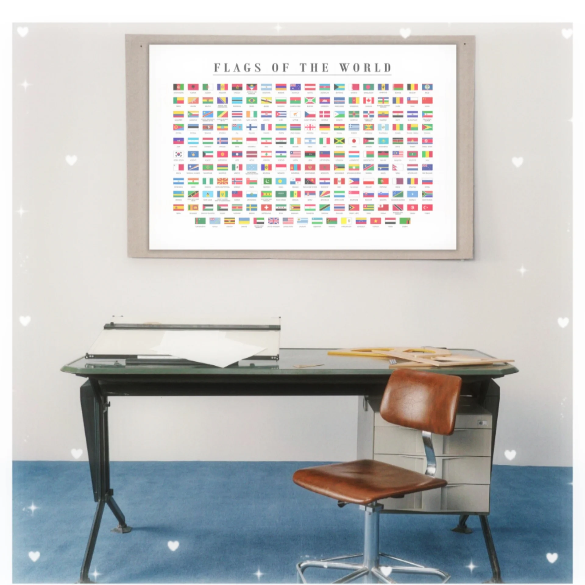 

Flags of the World Education Canvas Poster Wall Art Libraries Classrooms Bedroom Living Room and Office Decor Unframe