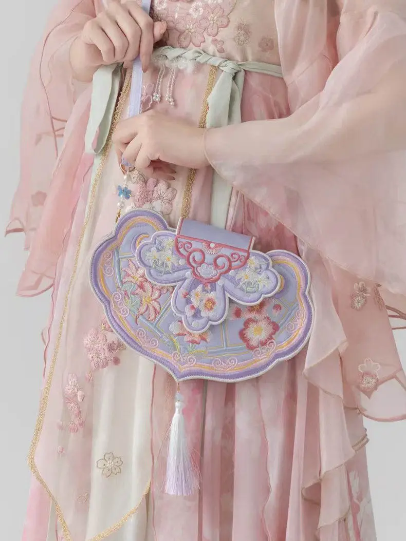 Chinese Style Embroidery Purple Ruyi National Style Embroidery Cheongsam Antique Bag Women's Hanfu Bag Messenger Bags Female