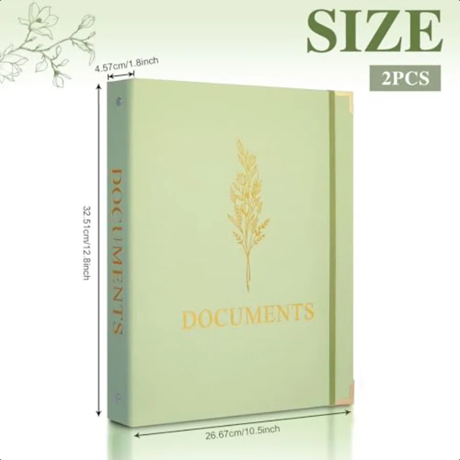 2 قطعة مجلدات منظم المستندات المهمة مع جيوب 3 حلقة الموثق توسيع مجلد الملفات جيب تخزين المجلدات ل Importan