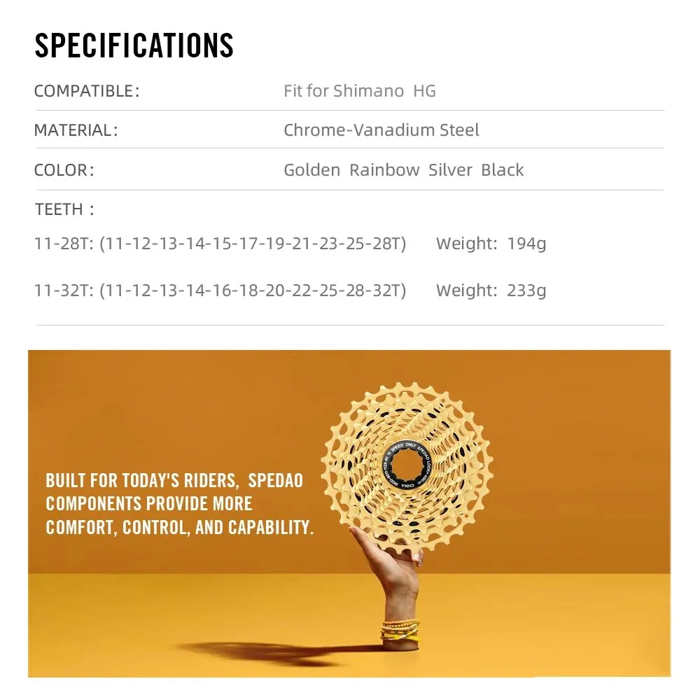 SPEDAO Road Bike Cassette Ultralight 11 Speed 11-28/32 CNC Freewheel K7 11V 11S HG Sprocket For R9100 Bicycle Flywheels