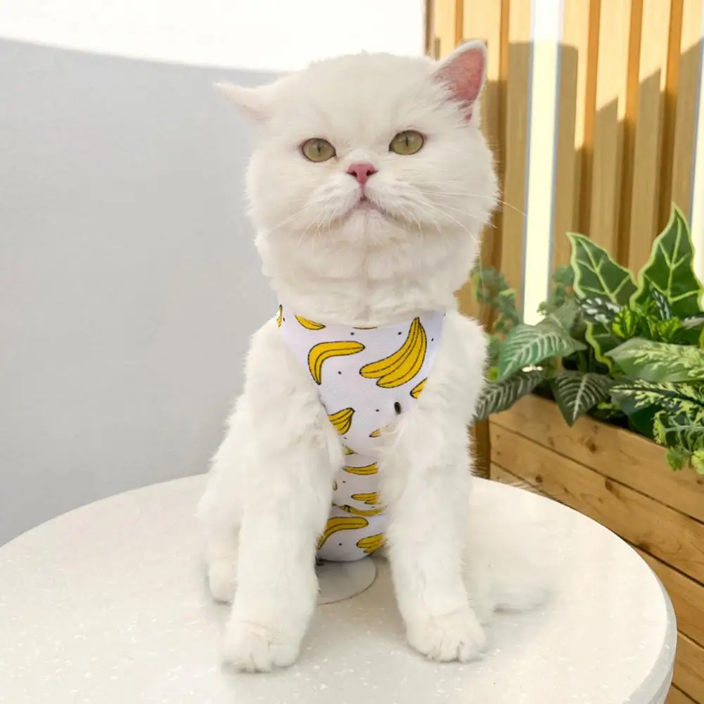 Cat Neutering Suit Fruit Print Recovery Clothing Anti-Lick Jumpsuit After Surgery Adjustable Strap Postoperative Care Clothes