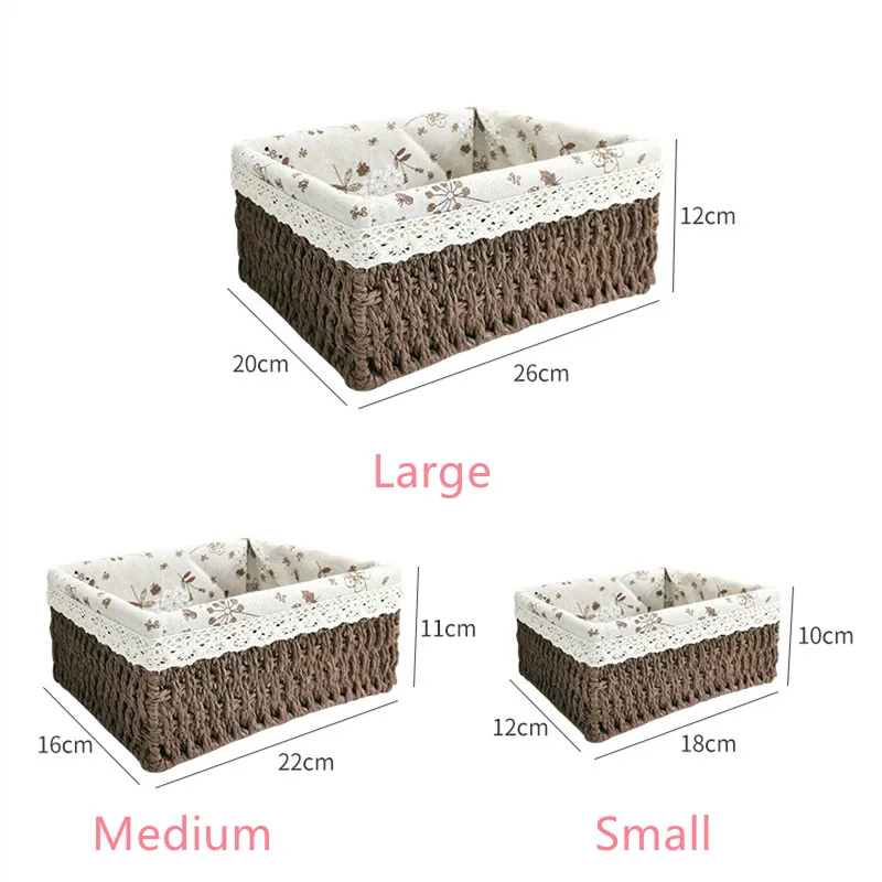 Rattan weaving Storage Basket Eco-friendly Wear Resistant Fabric Anti-deform Organizer Basket Home Miscellaneous basket storage