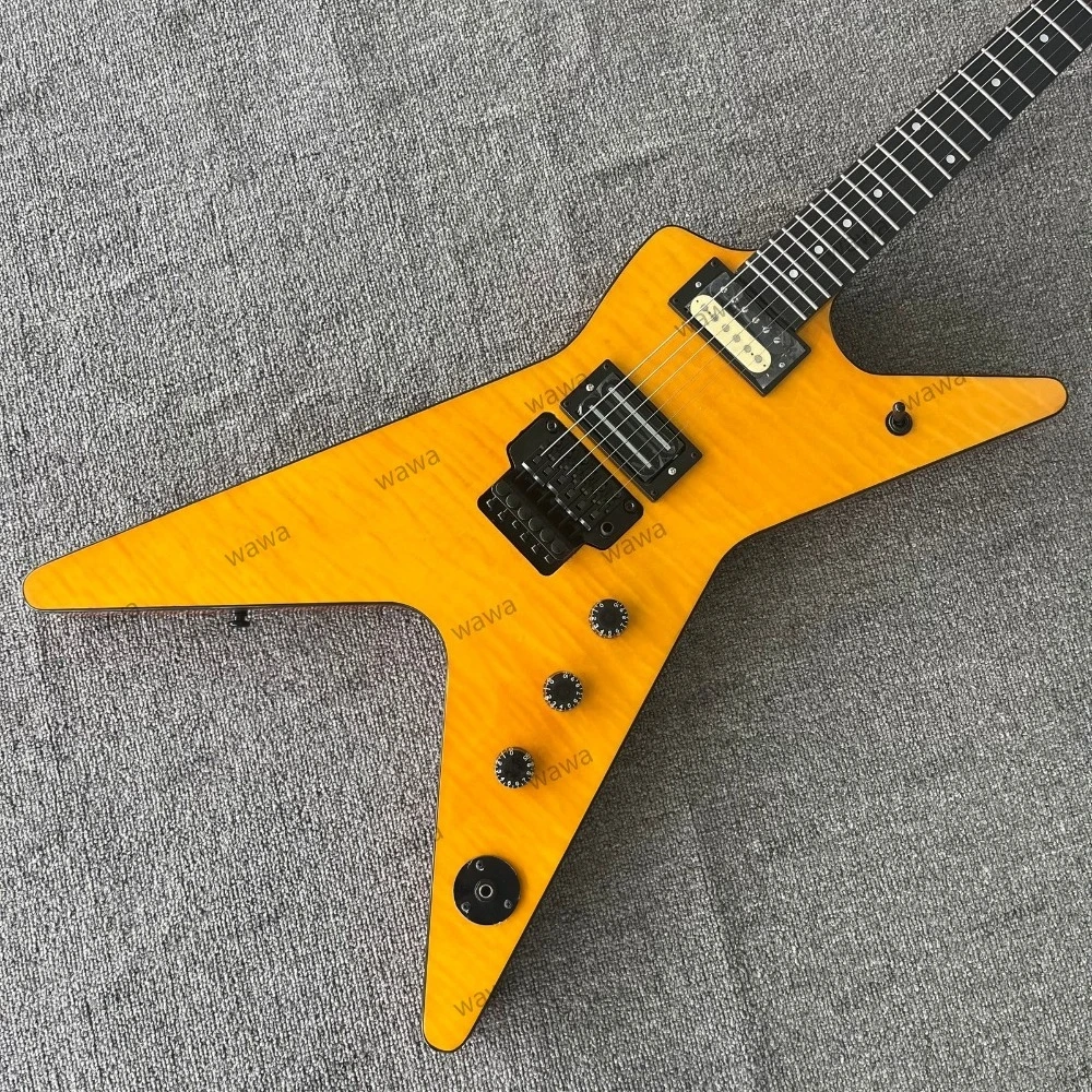 2026 Guitar Stainless Rounded Fret Edge Figured Maple Top Veneer FR Bridge Guitar