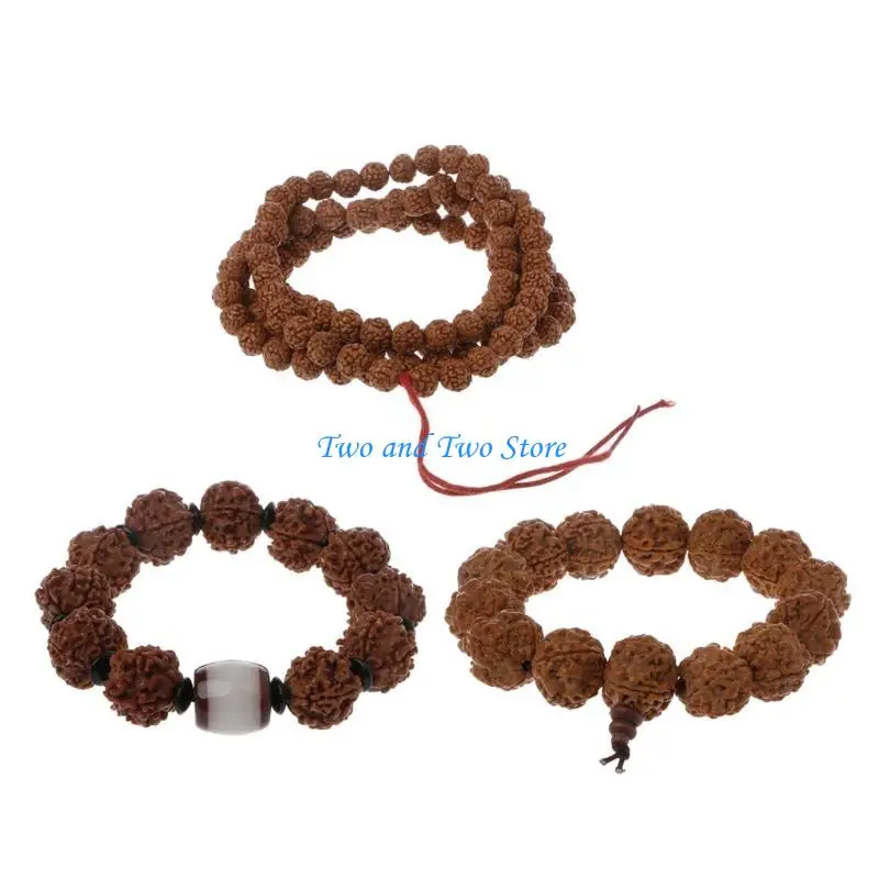 HX6F Diamond Bodhi Rudraksha Beadshand String for Men Original Plate Playing Beads Bracelet Fried 5 Slices