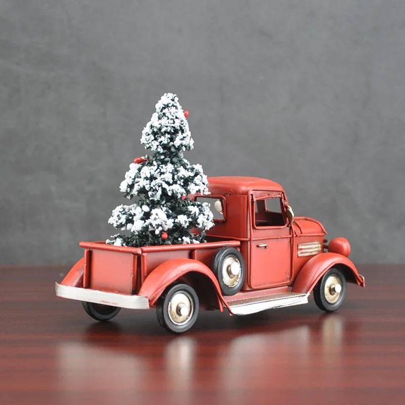 1PC Nordic Metal Crafts Christmas Truck Model Collection Simple Home Soft Desktop Decoration Collection