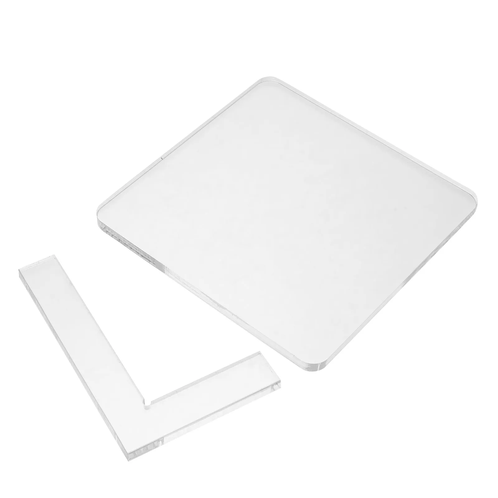 2Pcs Stamp Positioning Tool Acrylic Clear L Shape Square Block Stamping Board Locating for Card Making Scrapbooking Transparent
