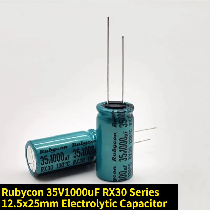5 قطعة/20 قطعة Rubycon 35V1000uF RX30 سلسلة 12.5x25 مللي متر مقاومة درجات الحرارة العالية 1000 فائق التوهج/35 فولت 130 درجة مُكثَّف كهربائيًا