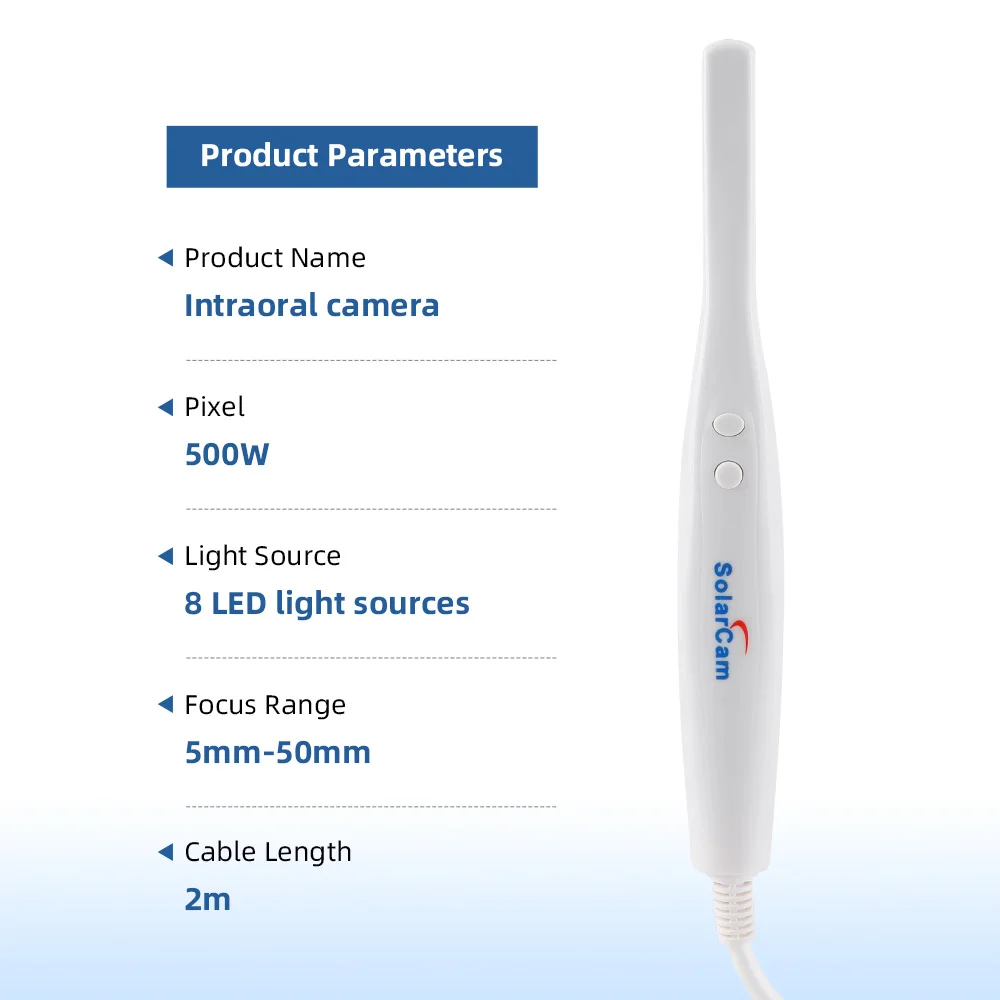 AZDENT Dental Digital Oral Endoscope Intraoral Camera With 8 White Cold LED Light VGA Type High Resolution for Oral Inspection