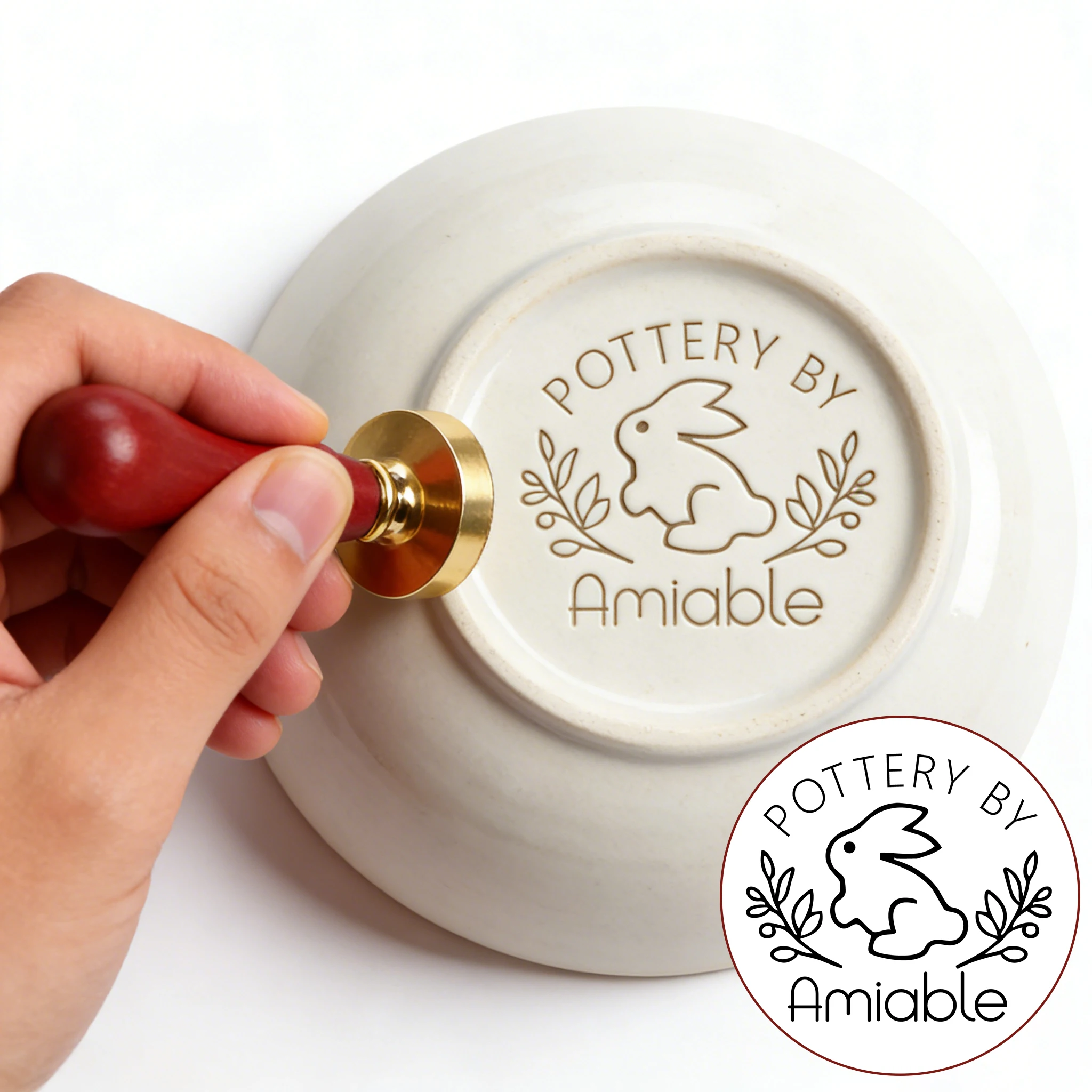 

Easter Day Custom Pottery Stamp Bunny/egg Personalized Logo Custom Text Ceramic Seal for Polymer Clay Diy Potter Gifts Craft