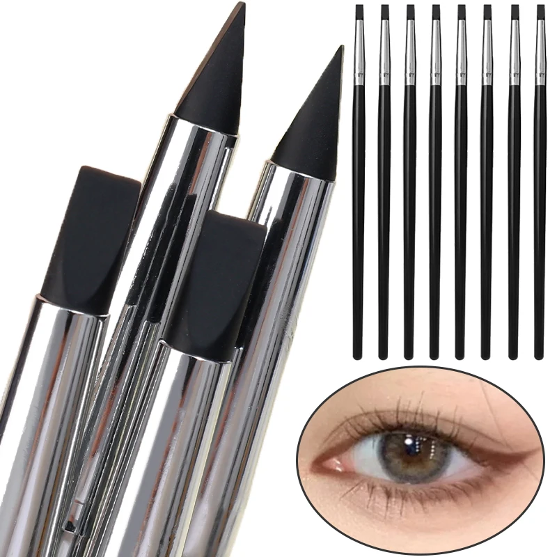 Brochas profesionales de silicona para delineador de ojos, pinceles para Contorno de cejas, detalles, pintura, aplicador de maquillaje, brocha cosmética, herramientas de belleza para ojos, 1-5 piezas