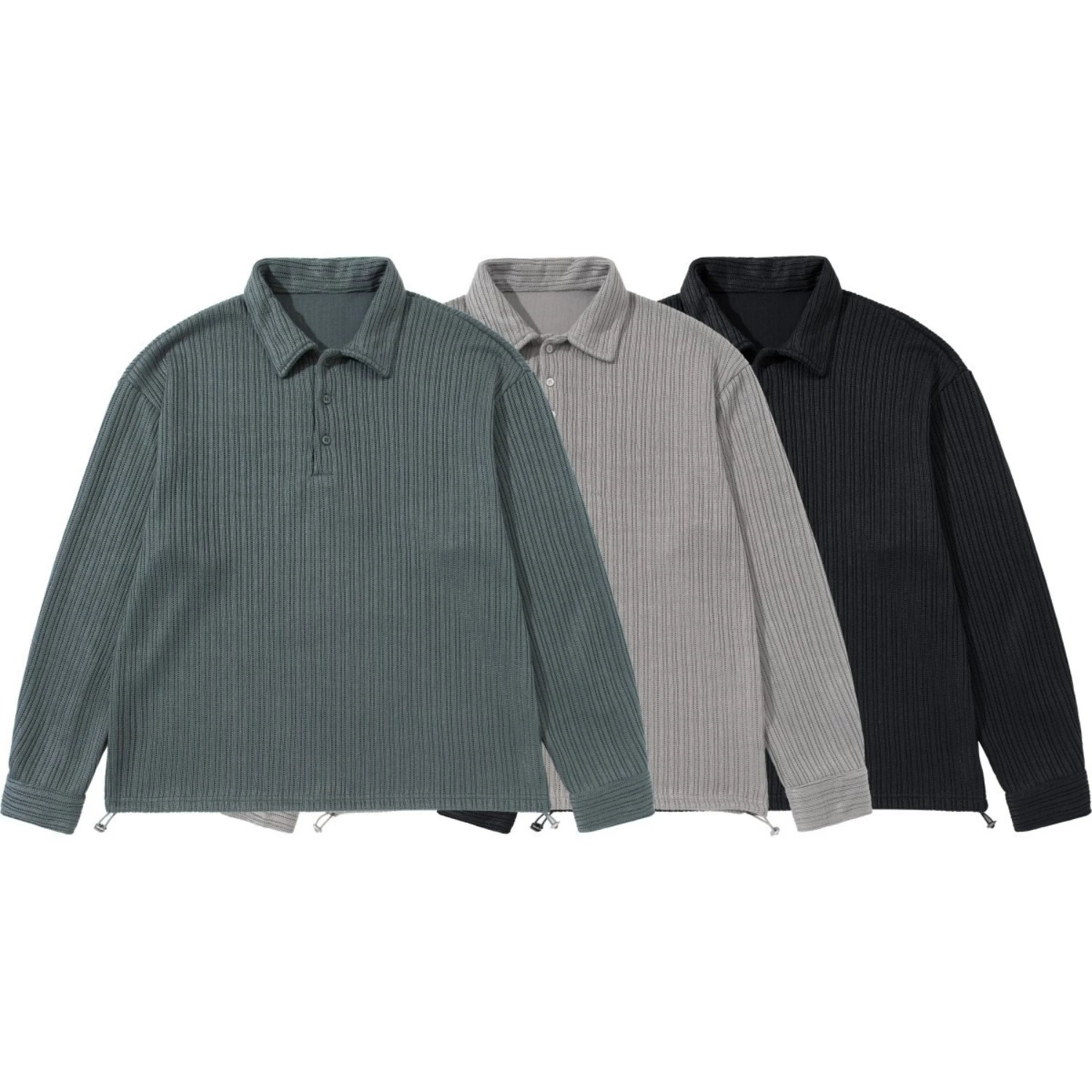 Men's 2026 autumn new American retro old loose plaid hem adjustable T-shirt top