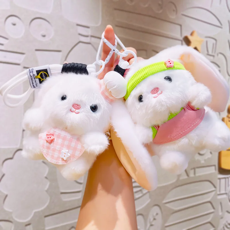 

Cute Dress Up Bunny Plush Keychain Fluffy Rabbit with Outfit Bag Charm Pendant for Girls Women Kids Gift Daily Accessory