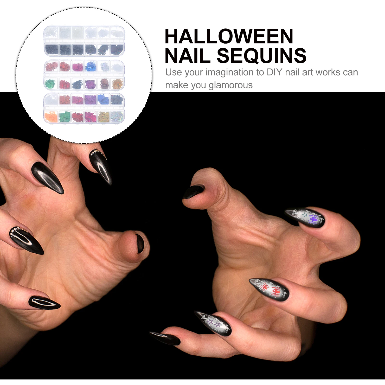 

Halloween Nail Stickers Variety Patterns Manicure Decals Nail Art Sequins For Party Dead Day Decoration Easy Apply