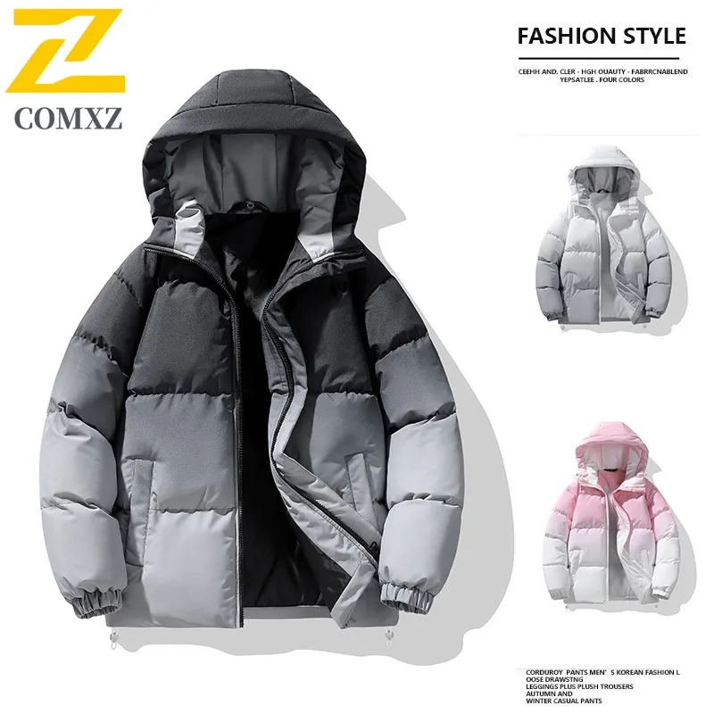 

COMXZ Мужская стеганая куртка высокого качества с капюшоном для приключений на открытом воздухе, утолщенная теплая парка, многофункциональное удобное легкое зимнее пальто