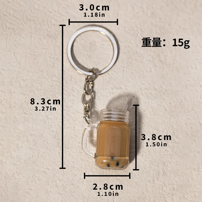 1pcs Milk Tea Cup Keychain Simulation Food Toy Mini Bottle Charms Pendant For DIY Jewelry Craft Keyring Gift Jewelry Wholesale