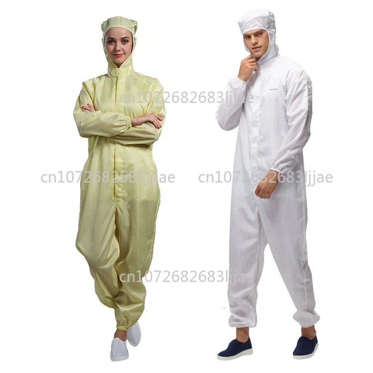 

H-1109 100D striped washable unisex dust-free clothing laboratory anti-static integral electrostatic precipitator set industrial