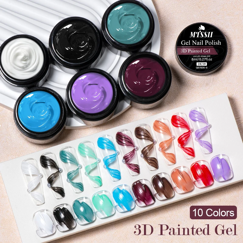 MTSSII 3D-Skulptur Malerei Gel Nagellack Verbesserte feste Schnitzerei Sand Creme Gel Nail Art DIY geschnitzte Gips bemalte Blumen
