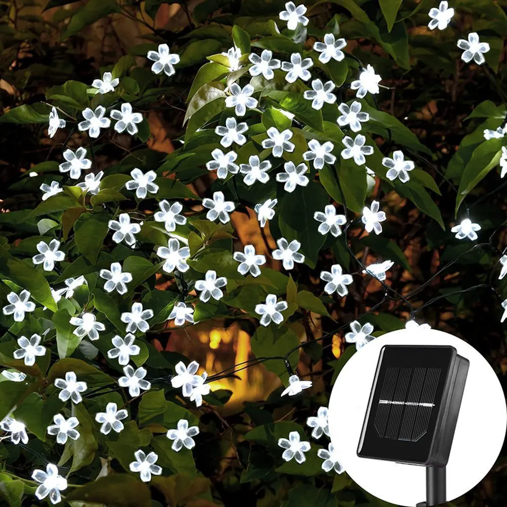 Solar-LED-Lichterkette für den Außenbereich, Kirschblumen, Lichterketten, 8 Beleuchtungsmodi, Solarlampe für Camping, Hochzeit, Weihnachtsdekoration