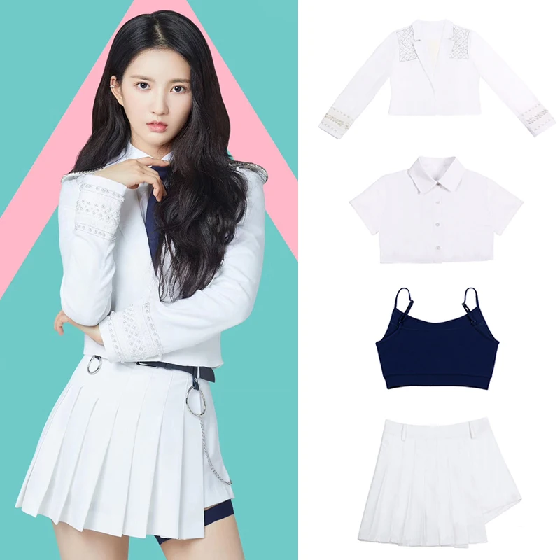 

Cheerleader Uniform Women Concert Outfits Pleated Skirt Stage Costume Dancer Outfit Festival Clothing Jazz Dancewear JL4910