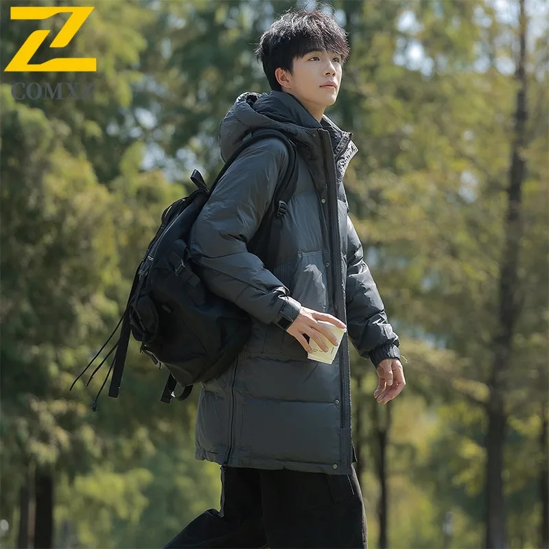 COMXZ Men Long Down Jacket Hooded Cold Protection Cold Protection Warm Padded Jackets Leisure Travel Comfortable Winter Coat