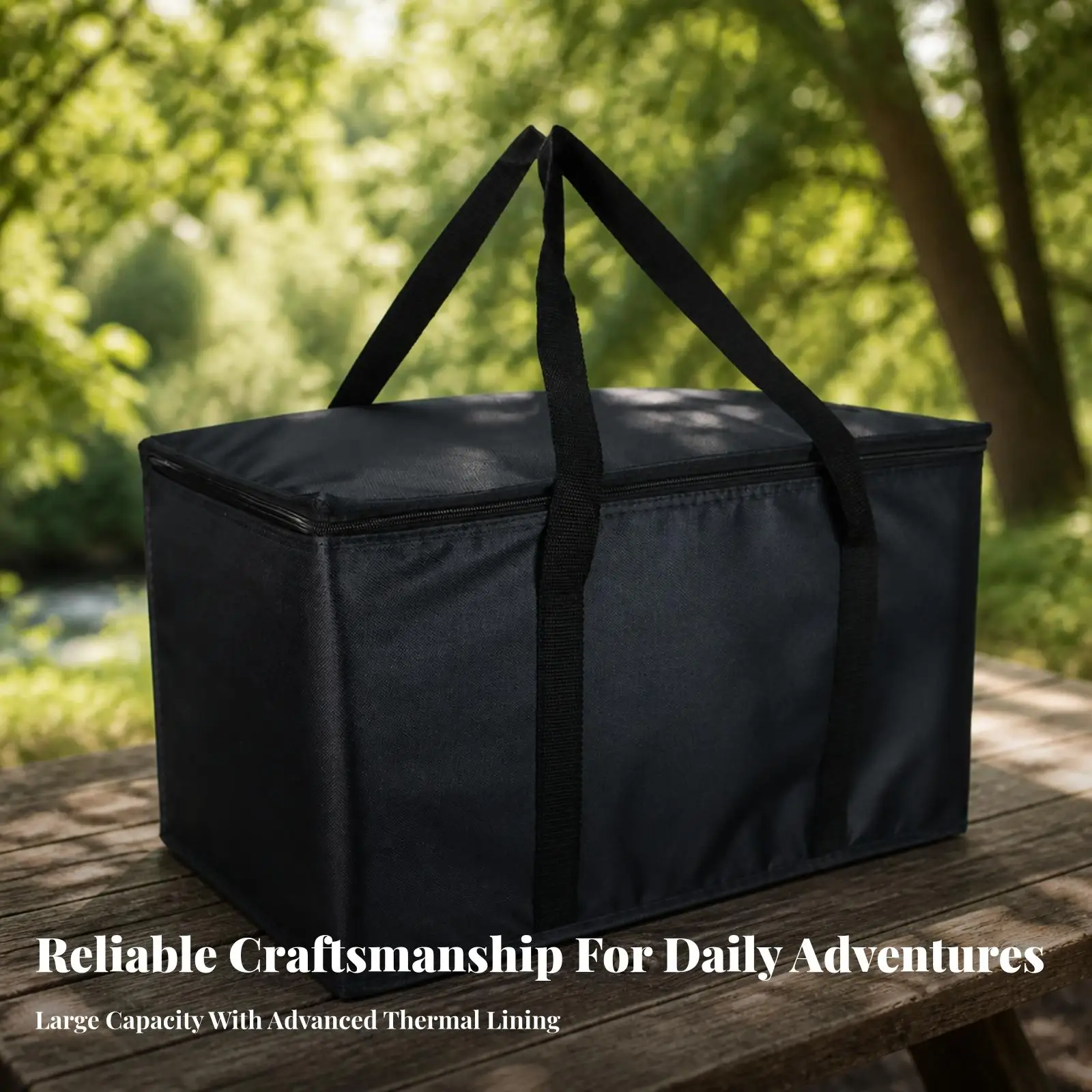 63L Insulated Cooler Bag Heat-Insulating Oxford Material Cooler Bag Water-Resistant Portable for Car Travel, Road Trips