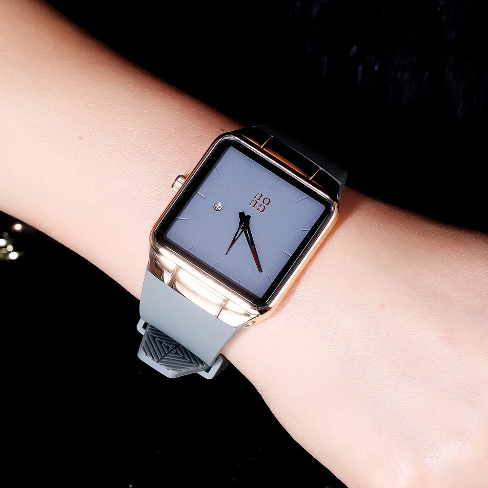 HK Guou Brand Ultrathin Fashion Watch Female Student Luxury Gift Square Watch Korean Minimalist Waterproof Genuine Leather Watch