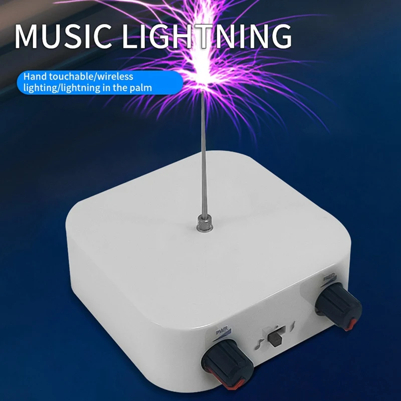 White Music For Tesla Coil Music Box Artificial Lightning-Pattern Touchable Audio Input Bluetooth Science Experiment US-Plug