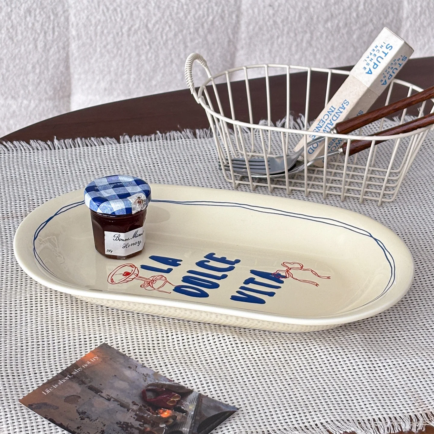 Ins النمط الإيطالي طبق بيضاوي خمر زهرة مطبوعة أواني الطعام السيراميك السباغيتي أطباق لحم فرن الميكروويف الآمن