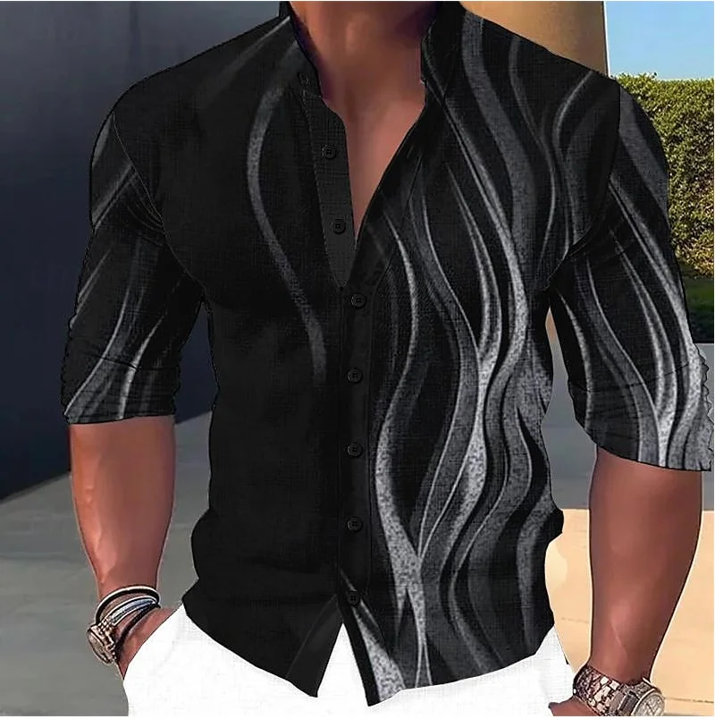 

Men's casual top flame print shirt creative personality, comfortable and elegant men's large size shirt