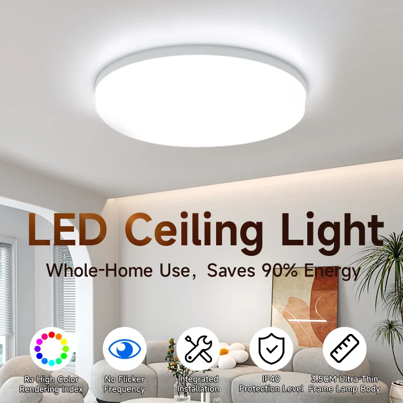 Round Led Ceiling Light Fixture AC85-265V Indoor Kitchen Lighting Led Panel for Living Room15/18/23/30cm Bedroom Ceiling Lamp
