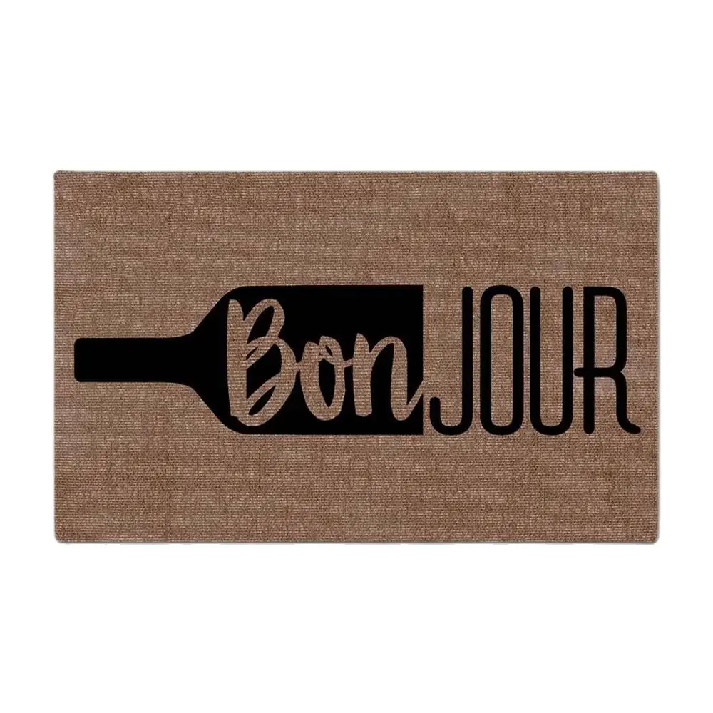 

Bonjour Wine Door Mats For Floor Rubber Backing Anti Slip Doormats Outdoor Rug Waterproof for Patio Funny Mat Room Decor Carpet